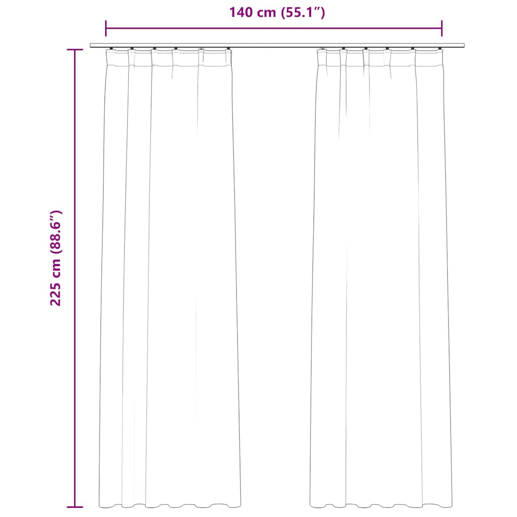 Verdunkelungsvorhänge mit Haken 2 Stk. Samt Beige 140x225 cm