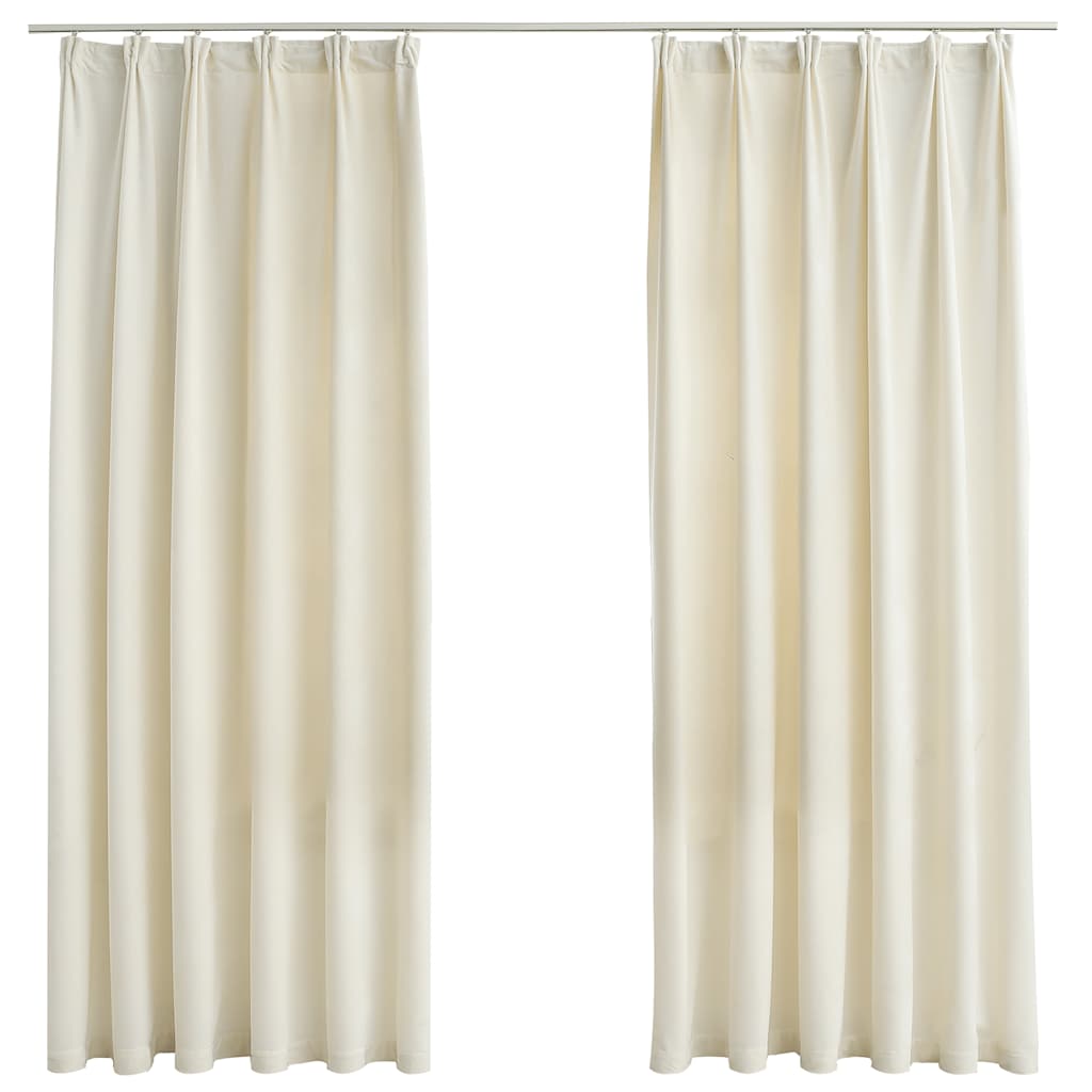 Verdunkelungsvorhänge mit Haken 2 Stk. Samt Creme 140x175cm