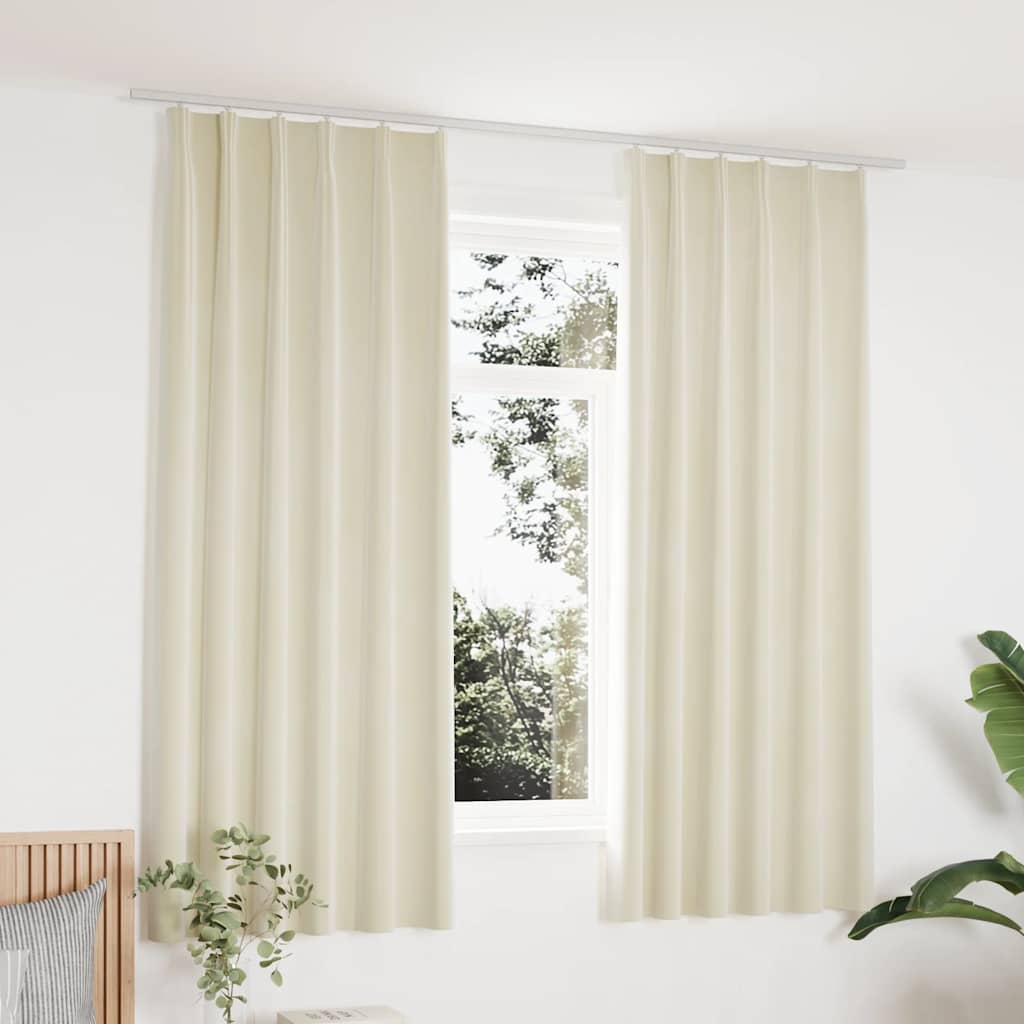 Verdunkelungsvorhänge mit Haken 2 Stk. Samt Creme 140x175cm