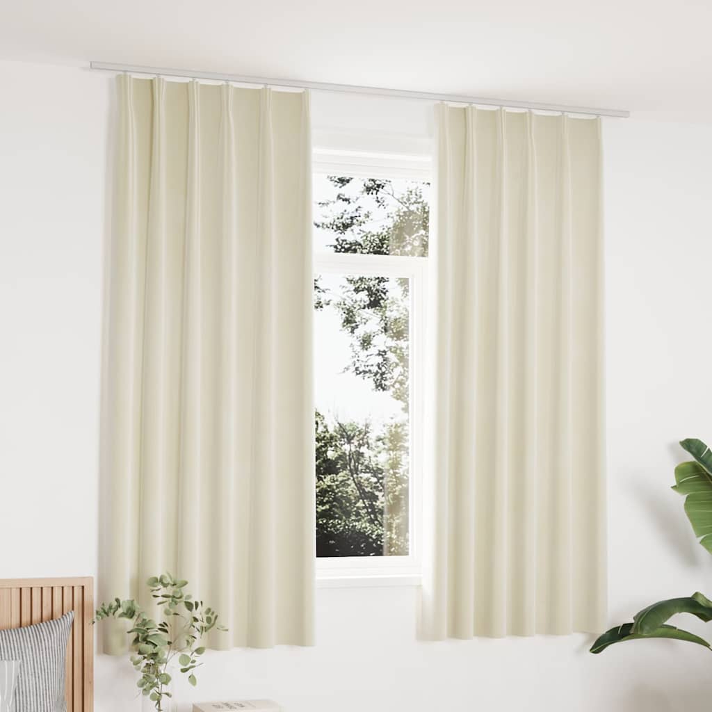 Verdunkelungsvorhänge mit Haken 2 Stk. Samt Creme 140x175cm