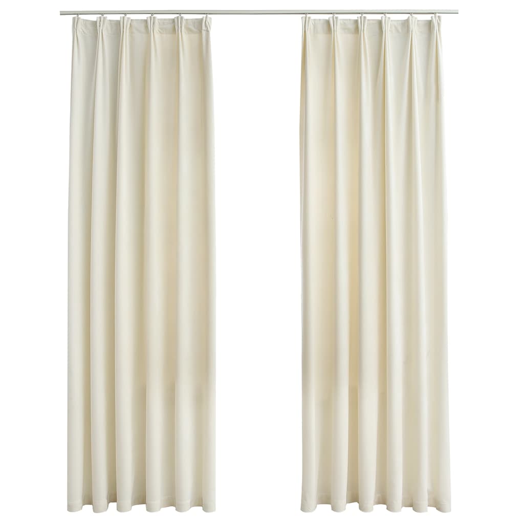 Verdunkelungsvorhänge mit Haken 2 Stk. Samt Creme 140x225cm
