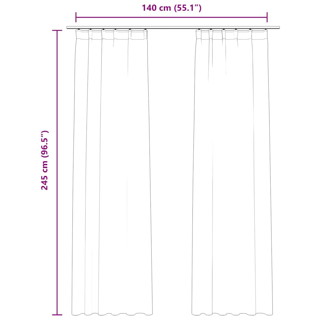 Verdunkelungsvorhänge mit Haken 2 Stk. Samt Creme 140x245cm