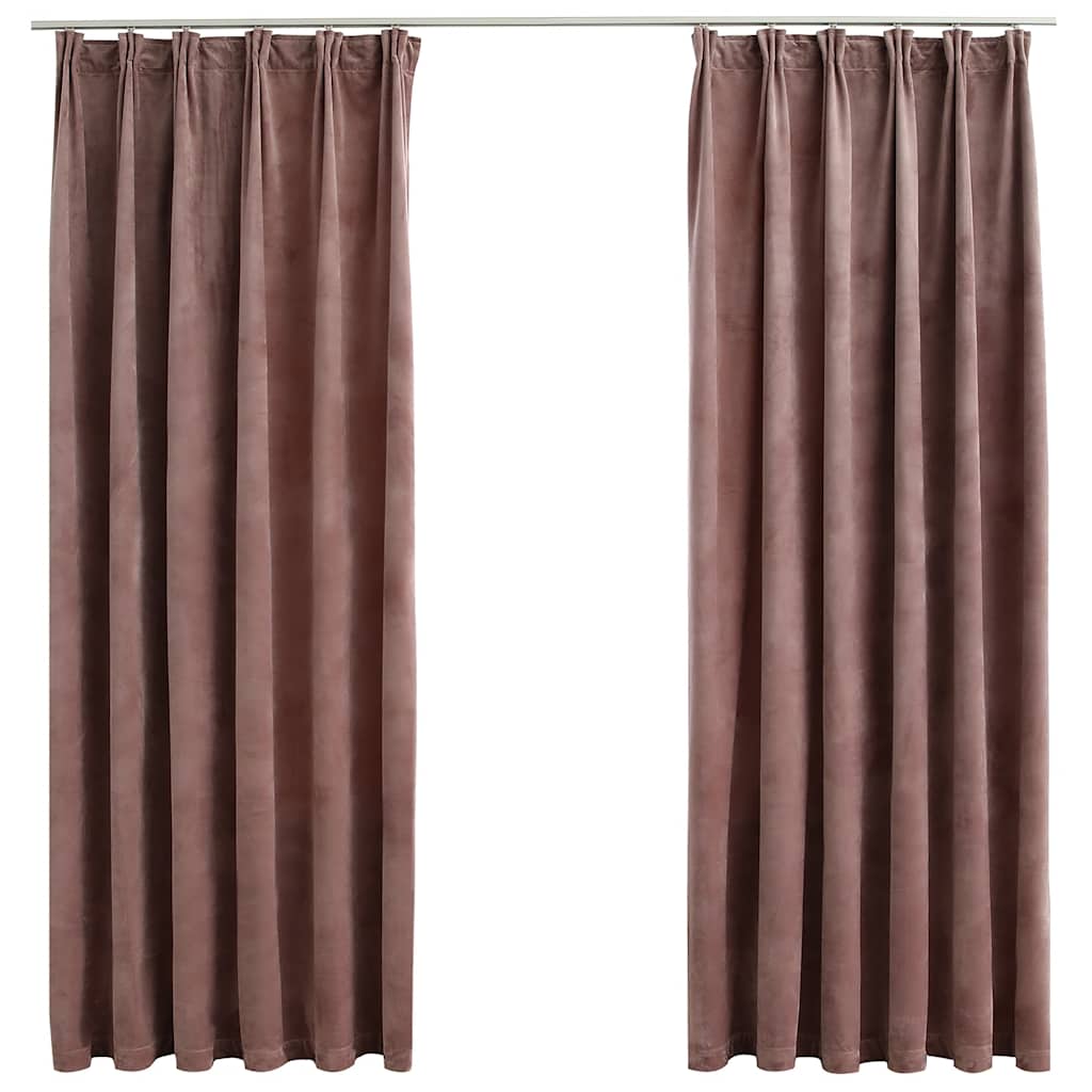 Verdunkelungsvorhänge Haken 2 Stk. Samt Antik-Rosa 140x175cm