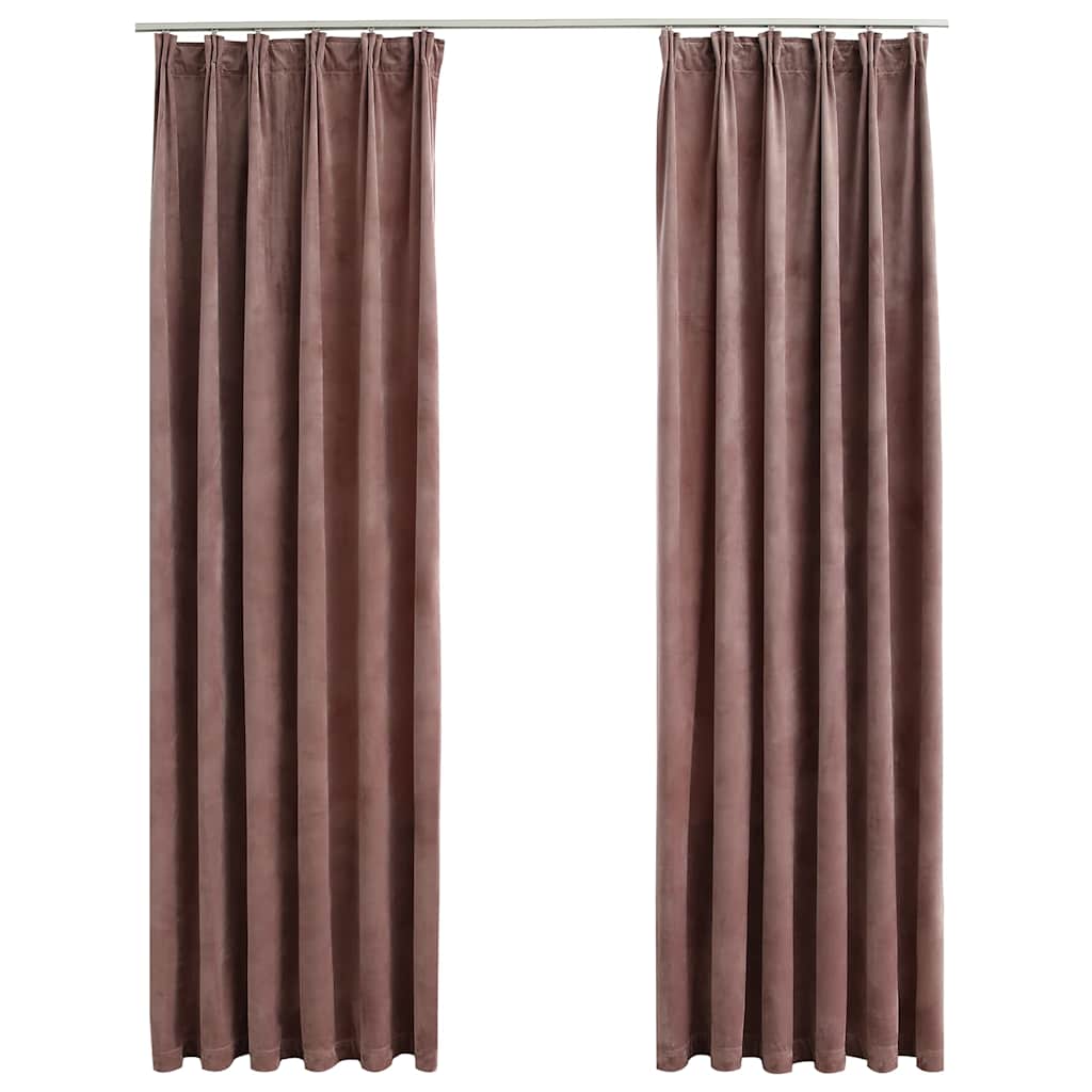 Verdunkelungsvorhänge Haken 2 Stk. Samt Antik-Rosa 140x225cm