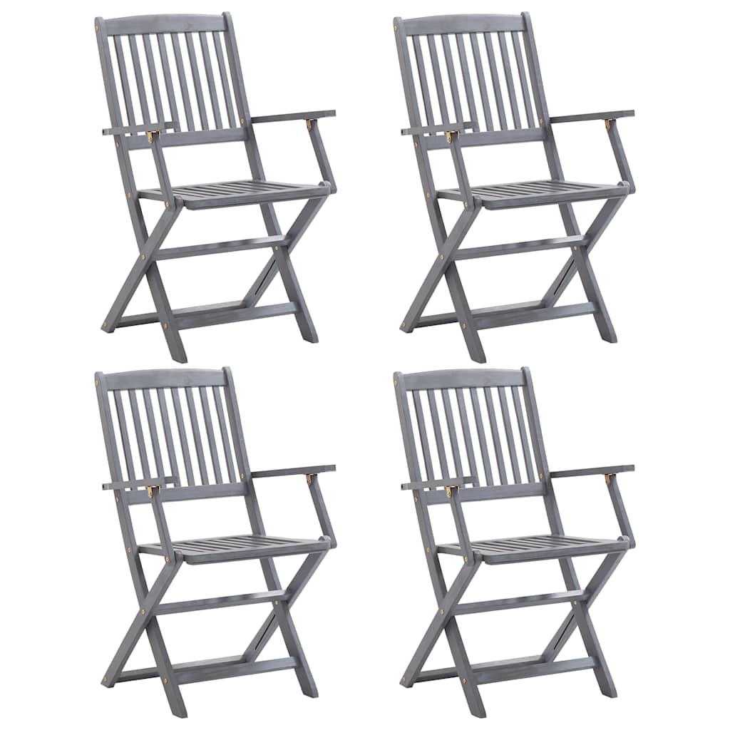 Klappstühle, 4 Stück, massives Akazienholz