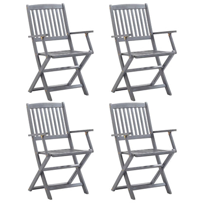Klappstühle, 4 Stück, massives Akazienholz