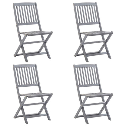Klappstühle, 4 Stück, massives Akazienholz