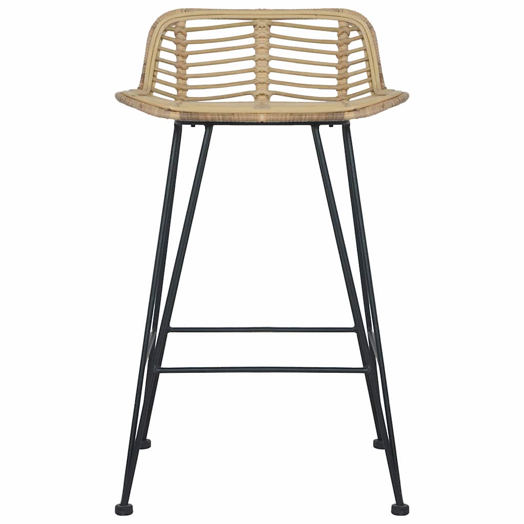 Barhocker 2 Stk. Rattan Natur