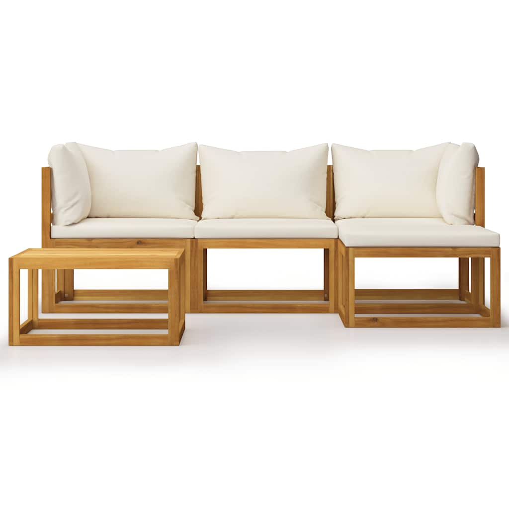 5-tlg. Garten-Lounge-Set mit Auflagen Massivholz Akazie