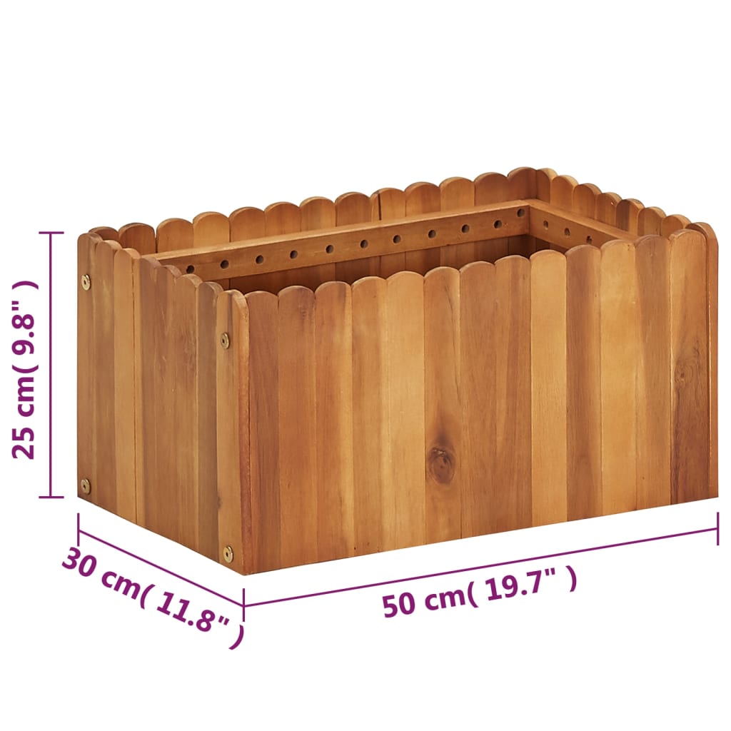 Plate-bande surélevée de jardin 50 x 30 x 25 cm en bois d'acacia massif