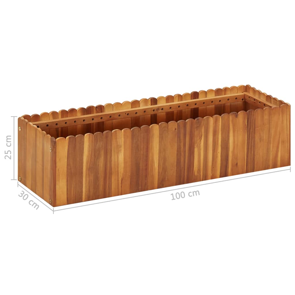 Plate-bande surélevée de jardin 100 x 30 x 25 cm en bois d'acacia massif