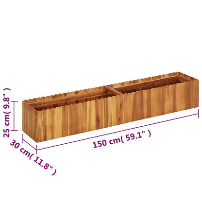 Garten-Hochbeet 150x30x25 cm Massivholz Akazie