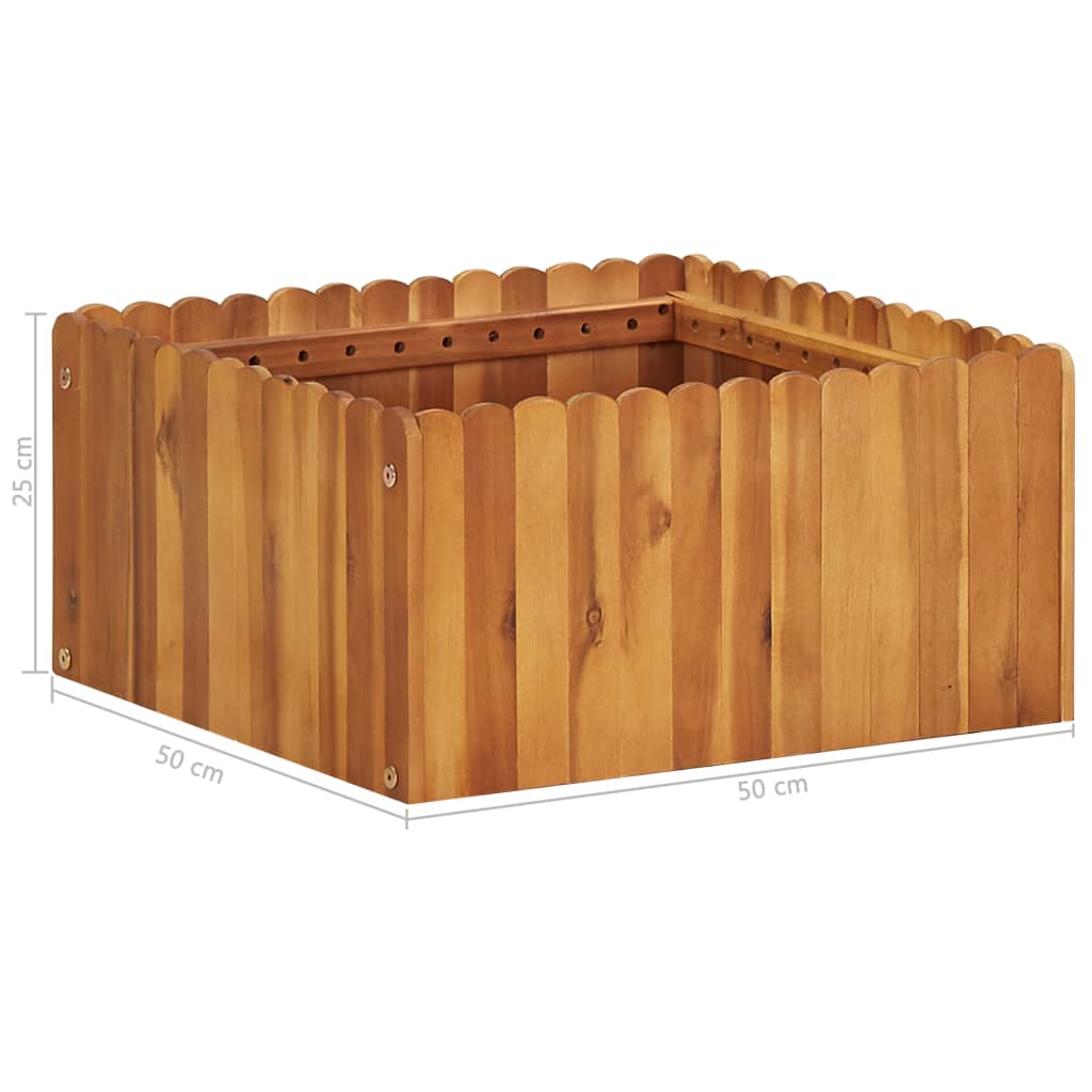 Plate-bande surélevée de jardin 50 x 50 x 25 cm en bois d'acacia massif