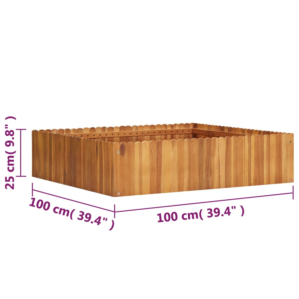 Plate-bande surélevée de jardin 100 x 100 x 25 cm en bois d'acacia massif