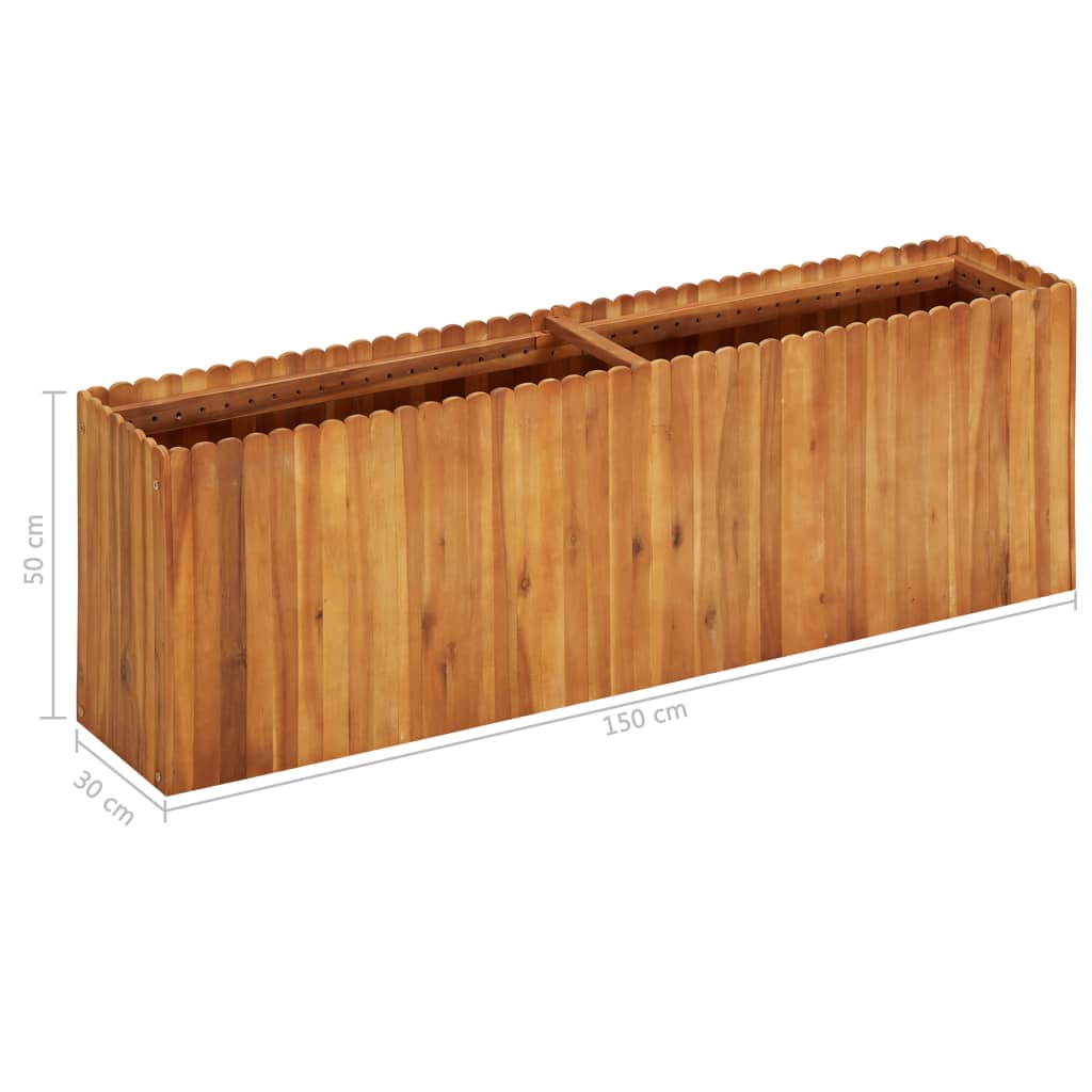 Garden raised bed 150 x 30 x 50 cm solid acacia wood