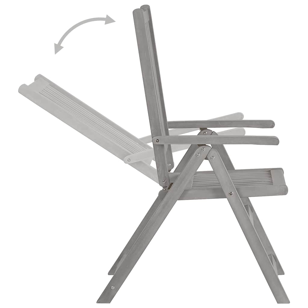 2 Stück verstellbare Klappstühle aus grauem, massivem Akazienholz