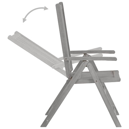 2 Stück verstellbare Klappstühle aus grauem, massivem Akazienholz