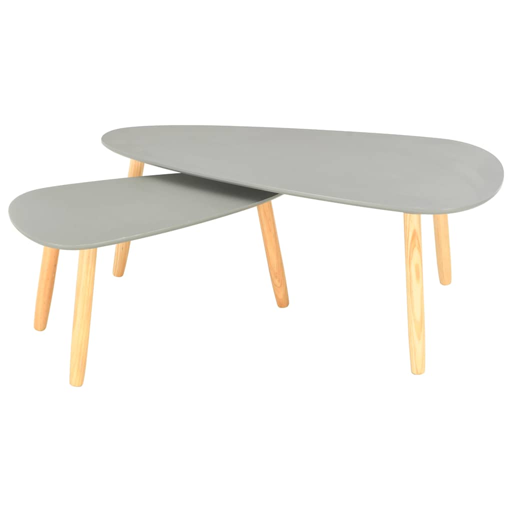 Coffee tables 2 pcs. Gray pine solid wood