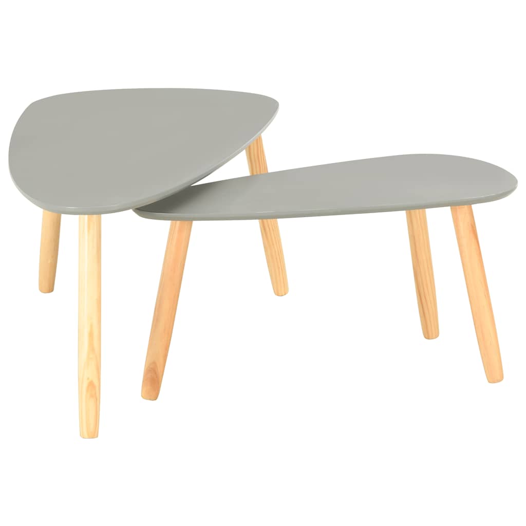 Coffee tables 2 pcs. Gray pine solid wood
