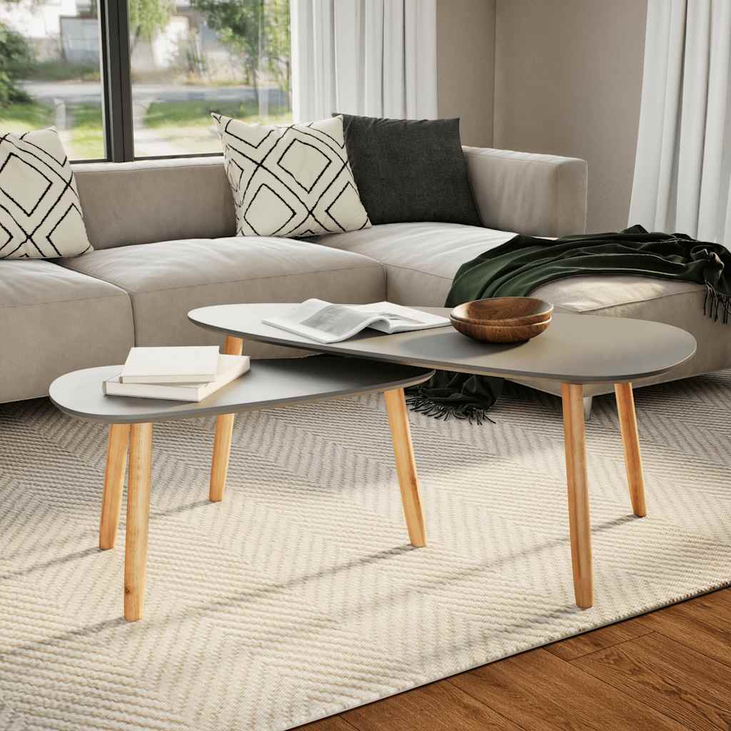 Coffee tables 2 pcs. Gray pine solid wood