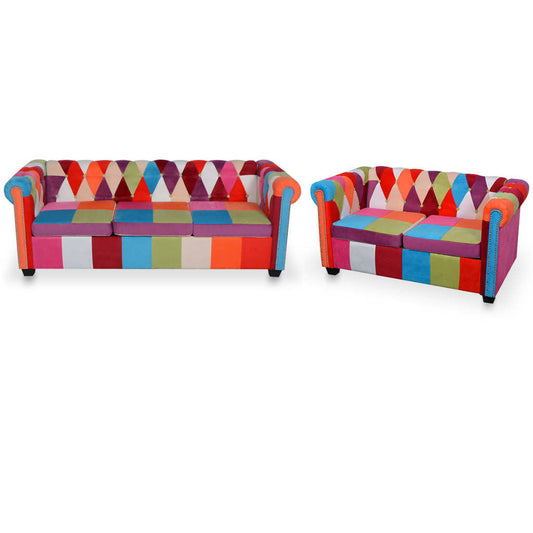 2-tlg. Chesterfield-Sofa-Set Stoff