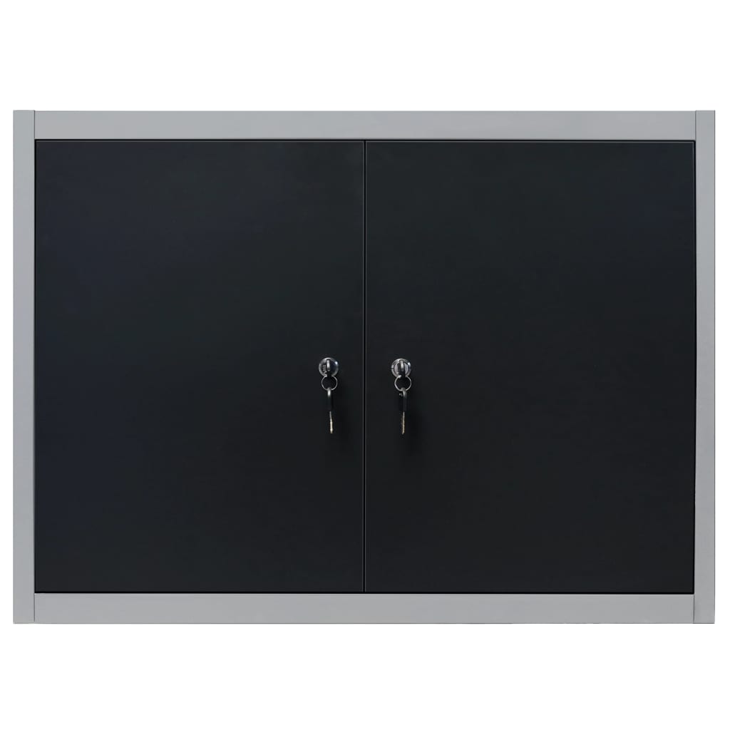 Wall-mounted tool cabinet, industrial style, metal, grey and black