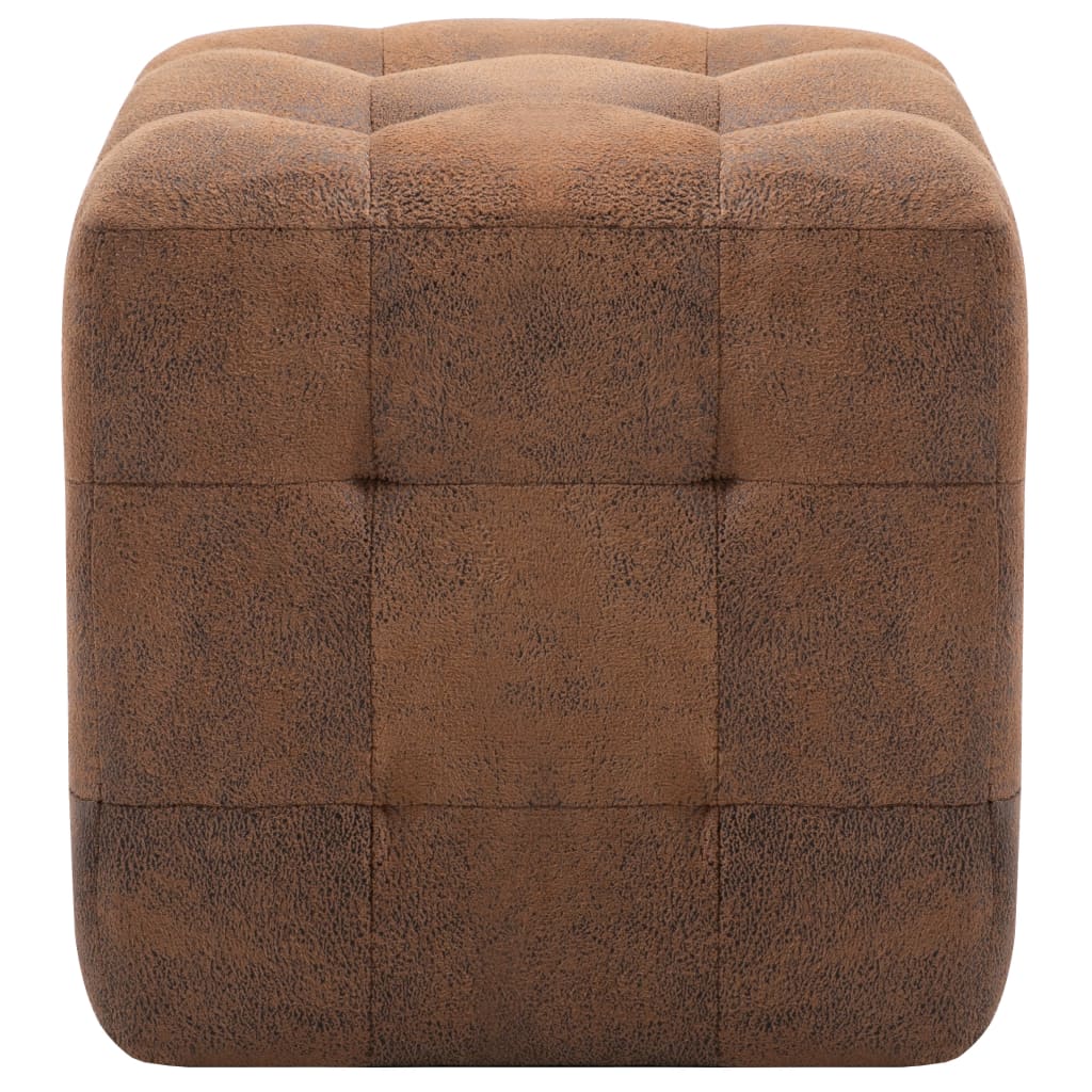Pouf 2 Stk. Braun 30x30x30 cm Wildleder-Optik
