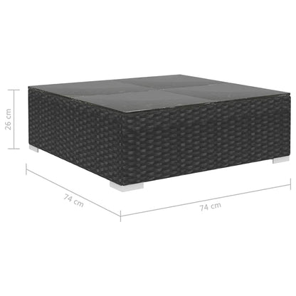 6-tlg. Garten-Lounge-Set mit Auflagen Poly Rattan Schwarz