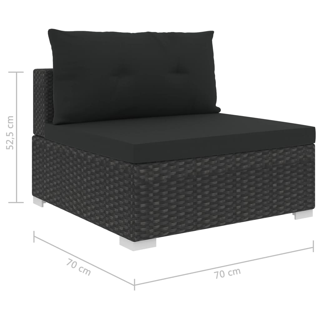 10-tlg. Garten-Lounge-Set mit Auflagen Poly Rattan Schwarz