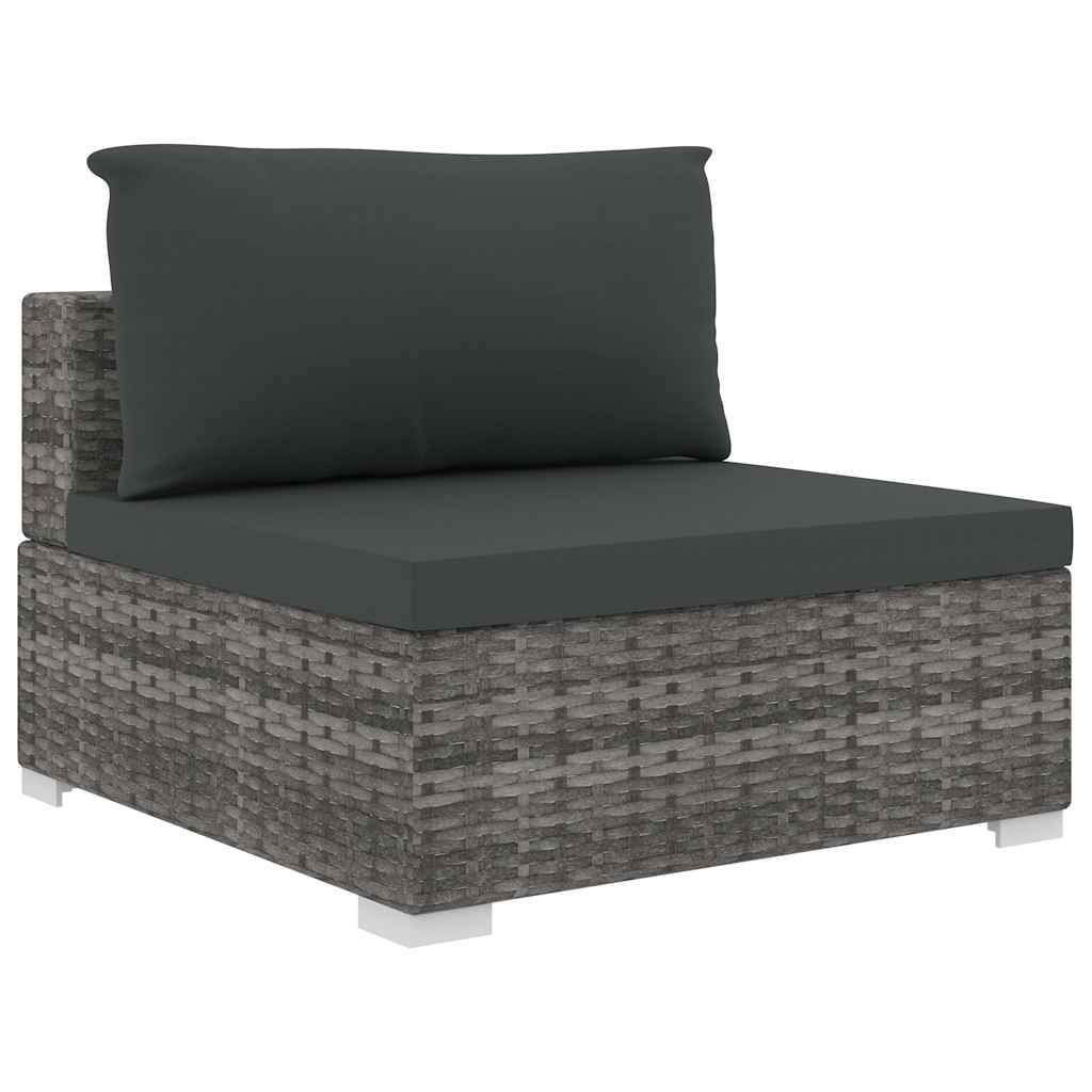 4-tlg. Garten-Lounge-Set mit Auflagen Poly Rattan Grau