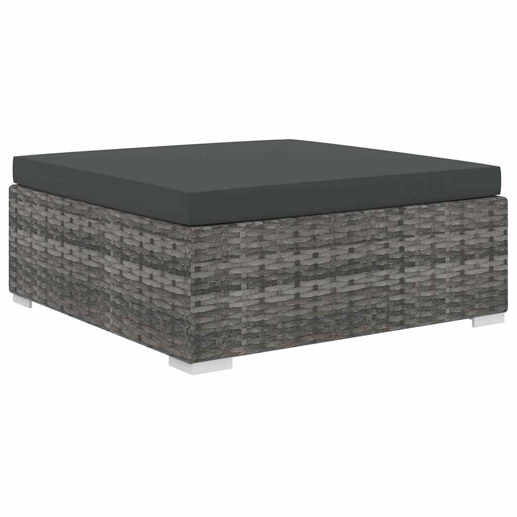 4-tlg. Garten-Lounge-Set mit Auflagen Poly Rattan Grau