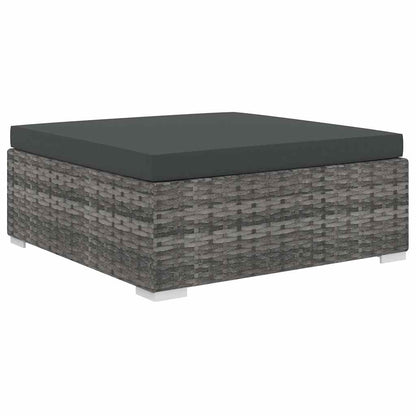 4-tlg. Garten-Lounge-Set mit Auflagen Poly Rattan Grau