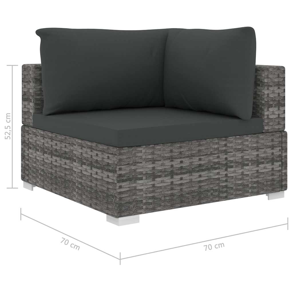 4-tlg. Garten-Lounge-Set mit Auflagen Poly Rattan Grau