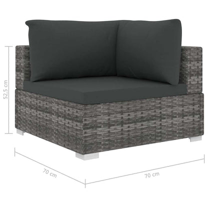 4-tlg. Garten-Lounge-Set mit Auflagen Poly Rattan Grau