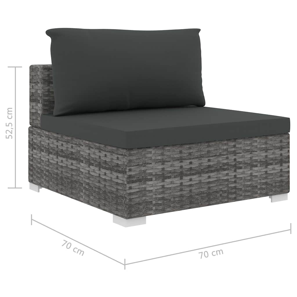 4-tlg. Garten-Lounge-Set mit Auflagen Poly Rattan Grau
