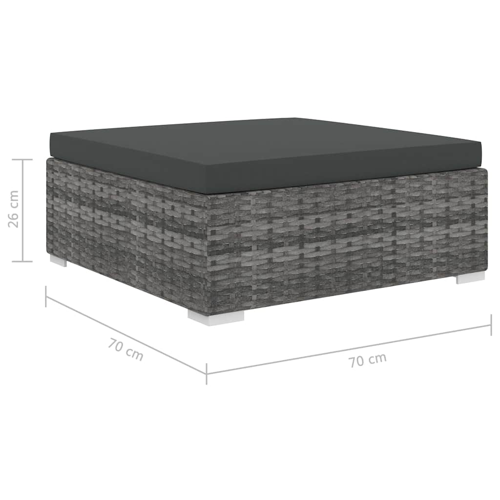 4-tlg. Garten-Lounge-Set mit Auflagen Poly Rattan Grau