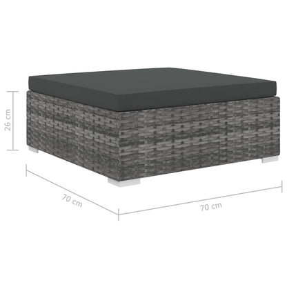 4-tlg. Garten-Lounge-Set mit Auflagen Poly Rattan Grau