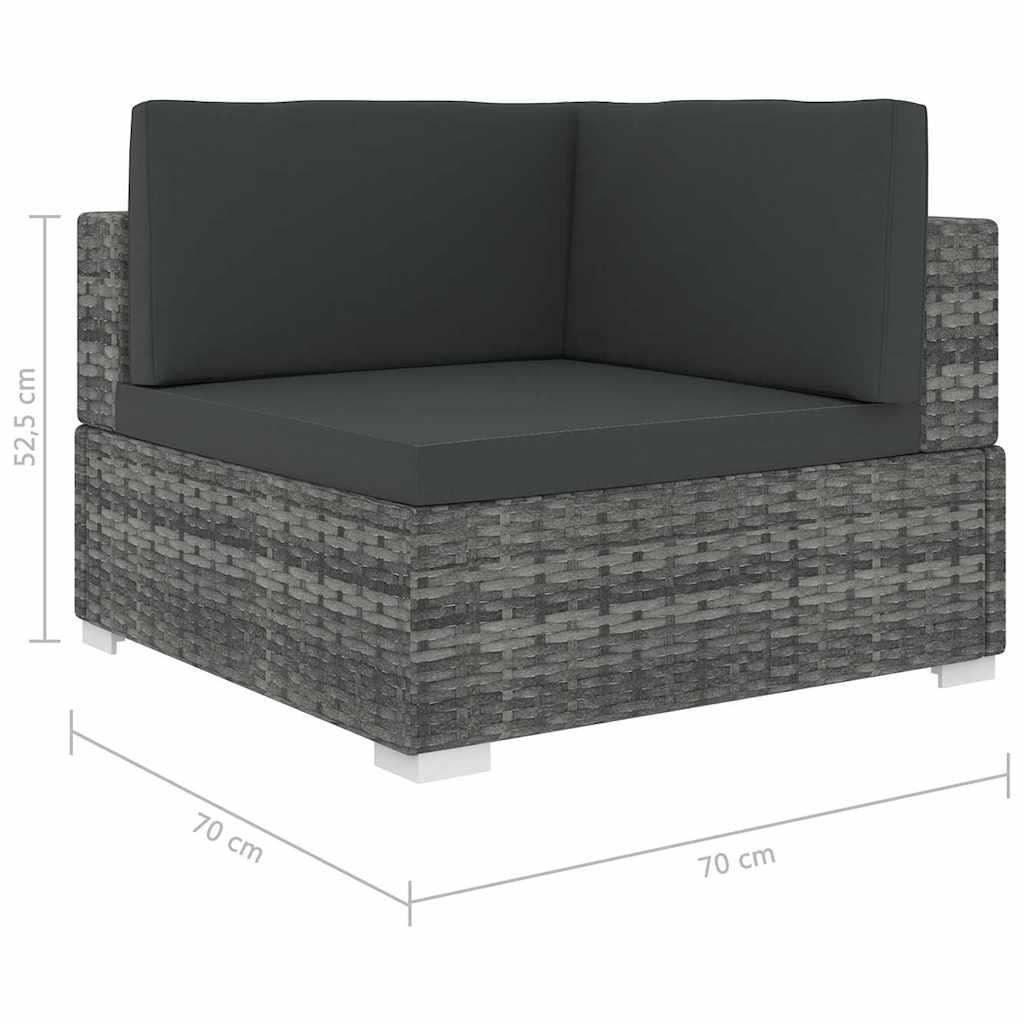Modular-Sofa-Eckteil 1 Stk. + Auflagen Poly Rattan Grau