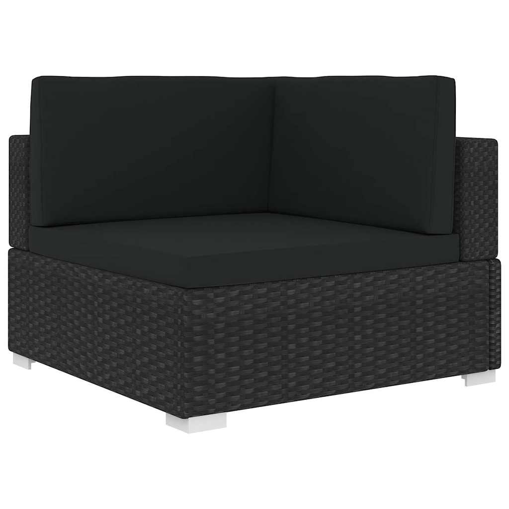 Modular-Sofa-Eckteil 1 Stk. + Auflagen Poly Rattan Schwarz