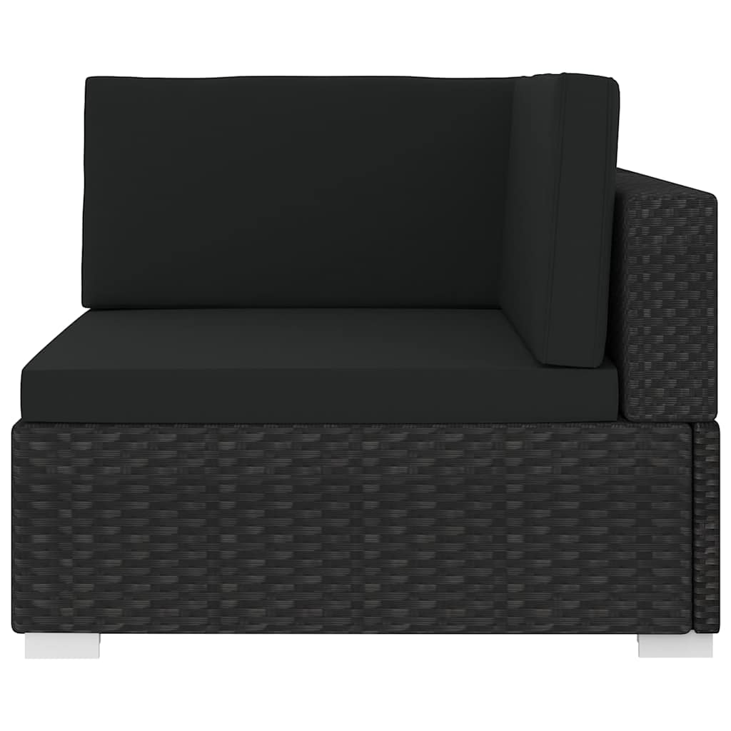 Modular-Sofa-Eckteil 1 Stk. + Auflagen Poly Rattan Schwarz