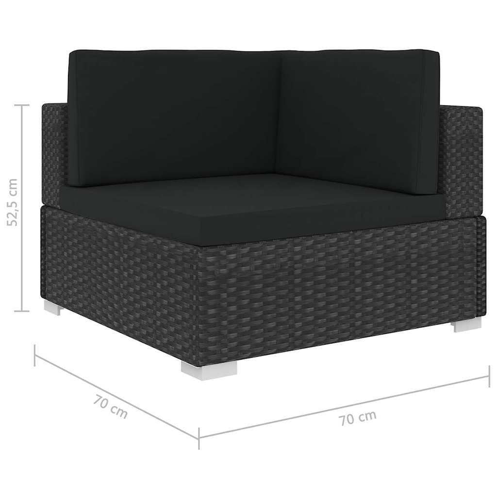 Modular-Sofa-Eckteil 1 Stk. + Auflagen Poly Rattan Schwarz