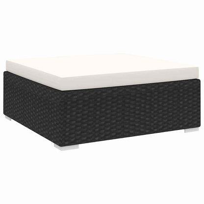 Modular-Fußhocker 1 Stk. + Auflagen Poly Rattan Schwarz