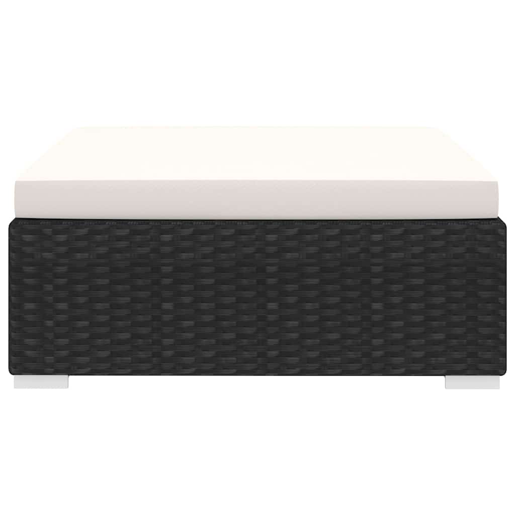 Modular-Fußhocker 1 Stk. + Auflagen Poly Rattan Schwarz