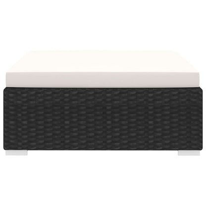 Modular-Fußhocker 1 Stk. + Auflagen Poly Rattan Schwarz