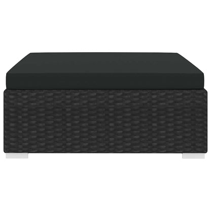 Modular-Fußhocker 1 Stk. mit Kissen Poly-Rattan Schwarz
