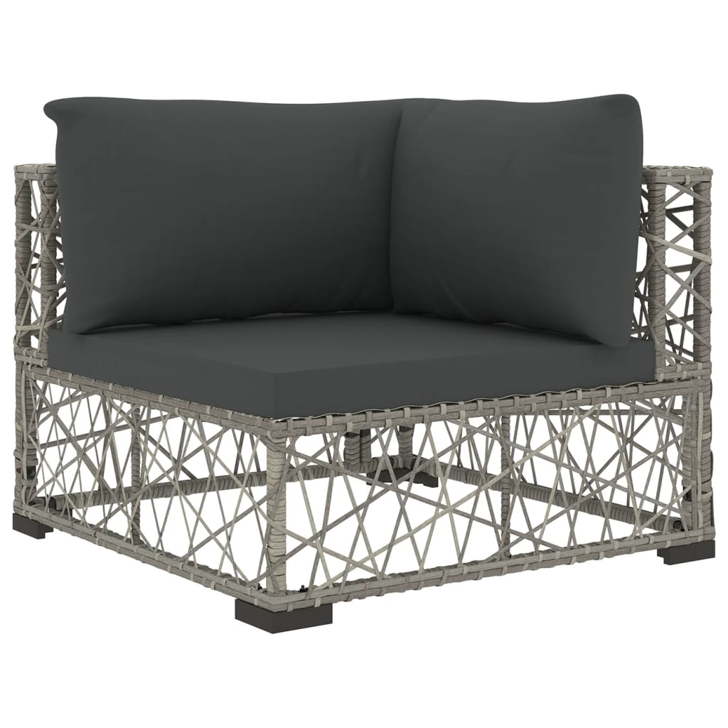 6-piece garden lounge set with cushions poly rattan grey