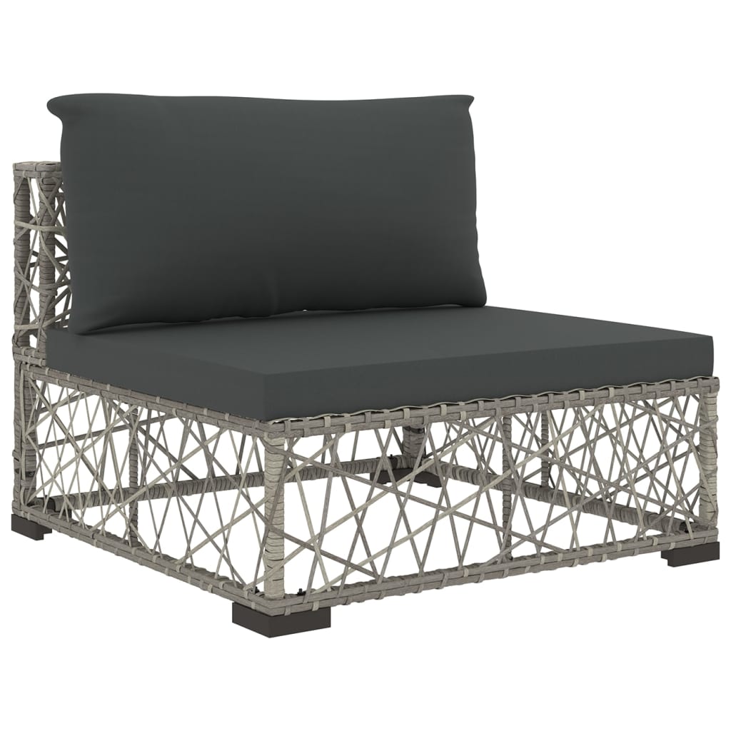 6-piece garden lounge set with cushions poly rattan grey