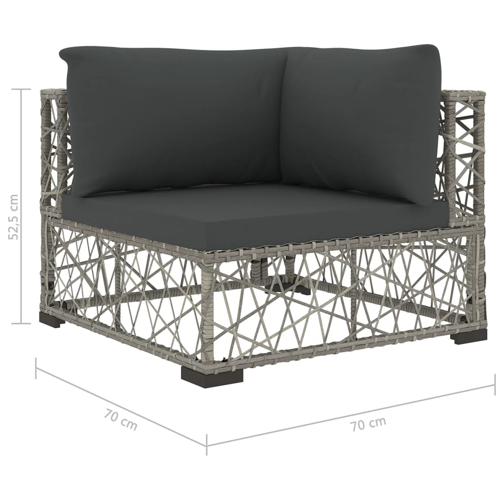 6-piece garden lounge set with cushions poly rattan grey