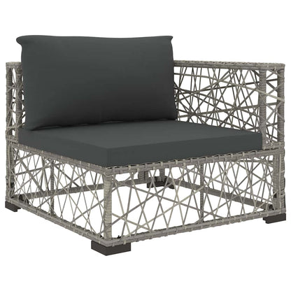 5-tlg. Garten-Lounge-Set mit Kissen Poly Rattan Grau