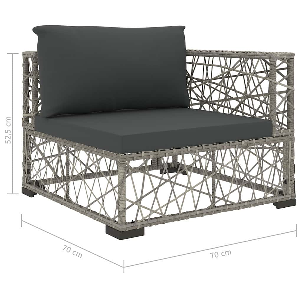 5-tlg. Garten-Lounge-Set mit Kissen Poly Rattan Grau